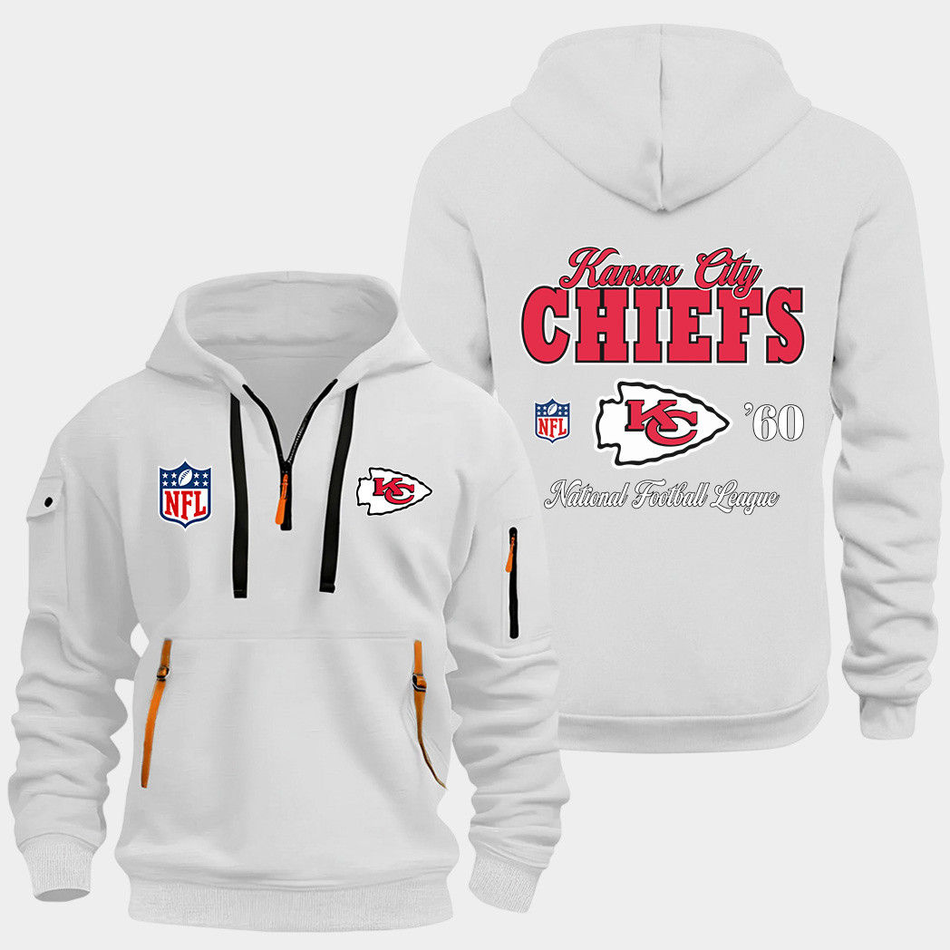 Kansas City Chiefs White Quarter Zip Hoodie