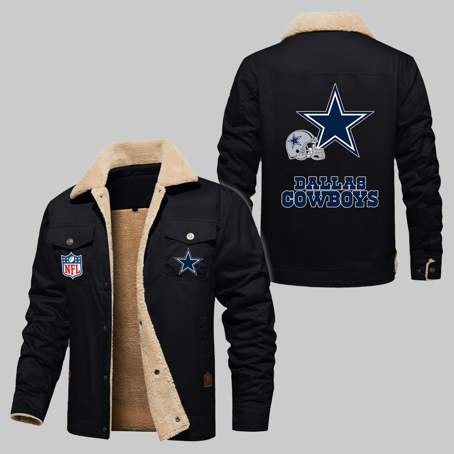 Dallas Cowboys NFL Team Logo Pride Helmet Wordmark 2D Stand Collar Jacket