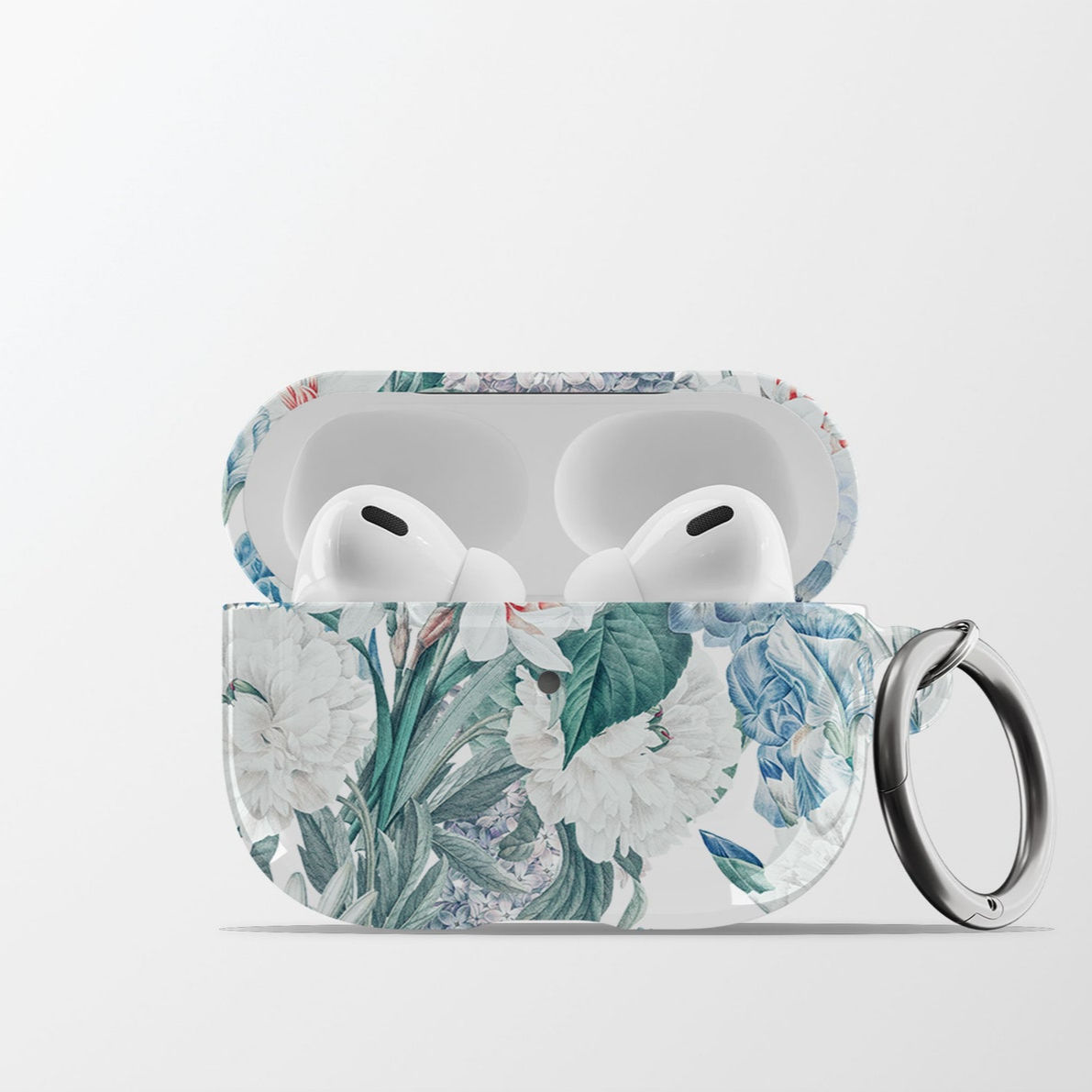 Blue Iris Floral AirPods Case | Flower Pattern Hard Shell Earbud Case Cover with