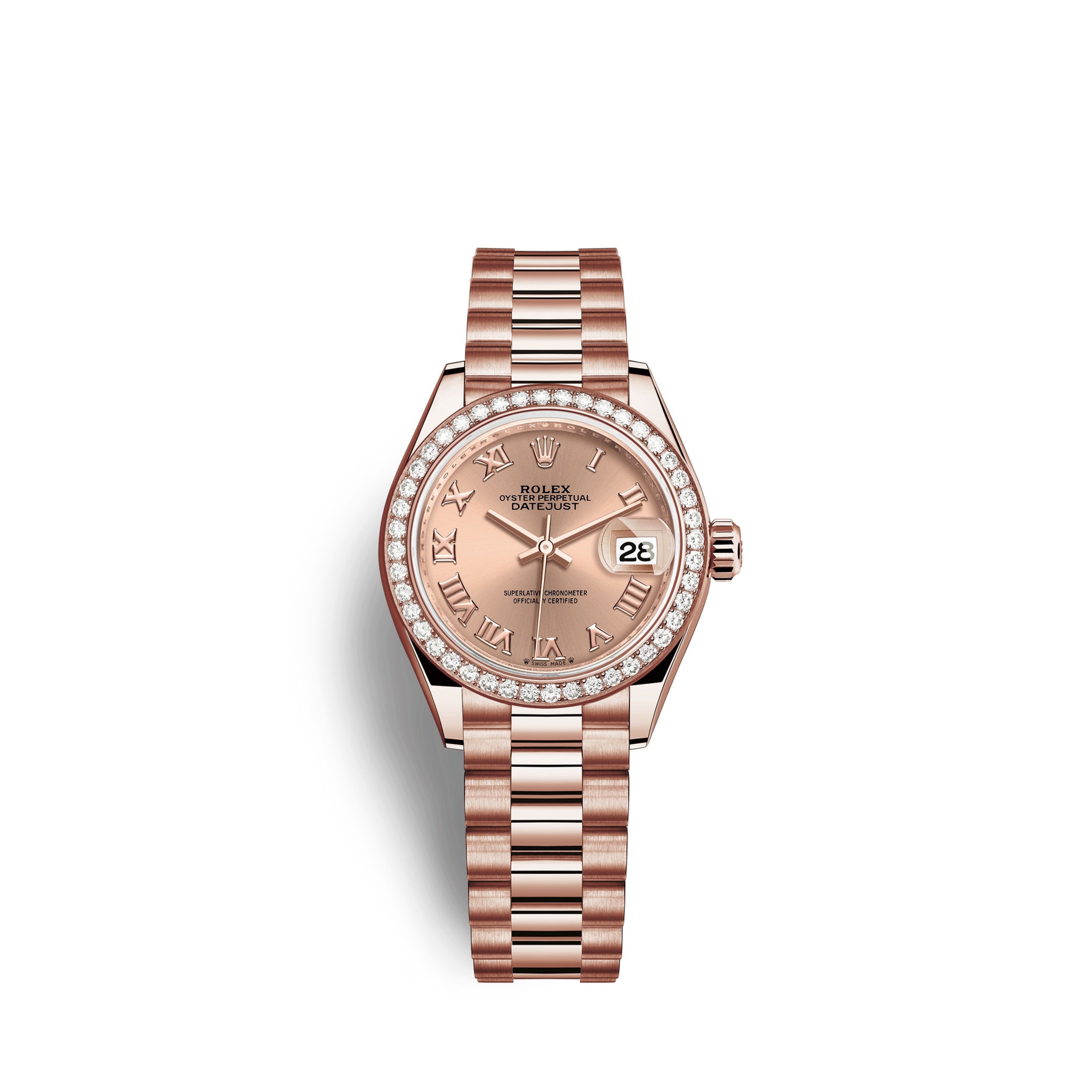 Rolex Lady-Datejust 28, 18kt Everose Gold and diamonds Ref# 279135RBR-0027