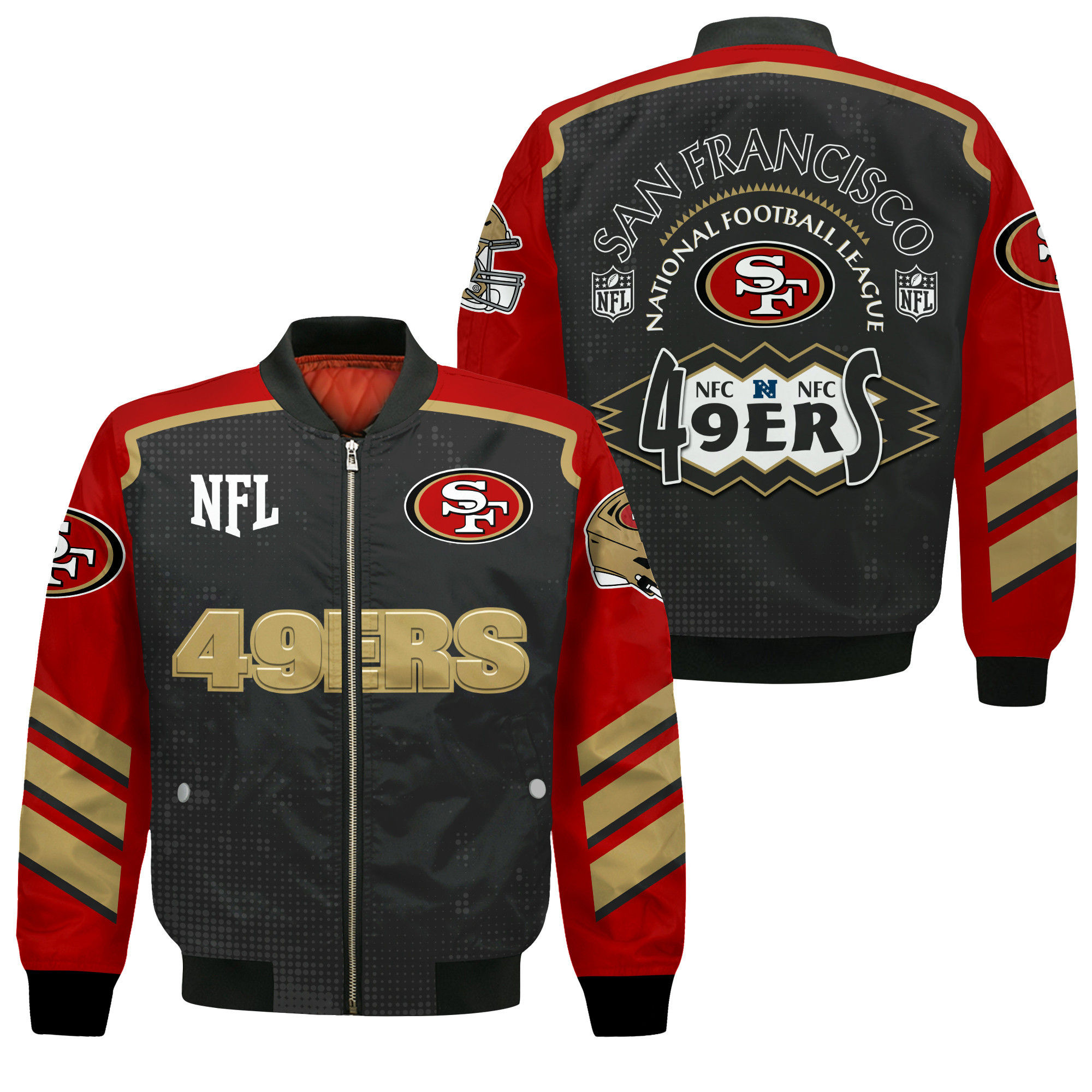 San Francisco 49ers Football Team 2024- 25 Relentless Determination Bomber Jacke