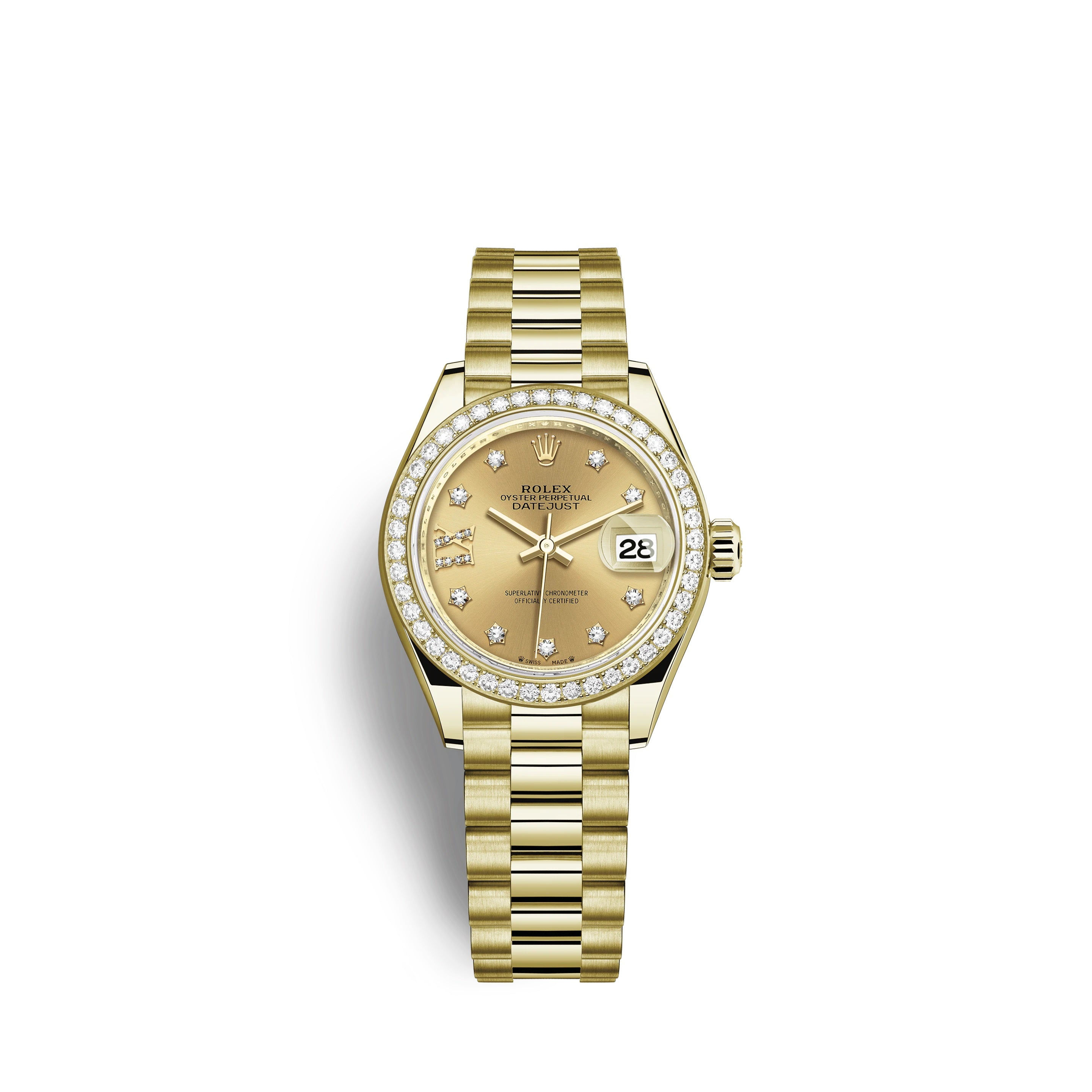 Rolex Lady-Datejust 28, 18kt Yellow Gold and diamonds Ref# 279138RBR-0006