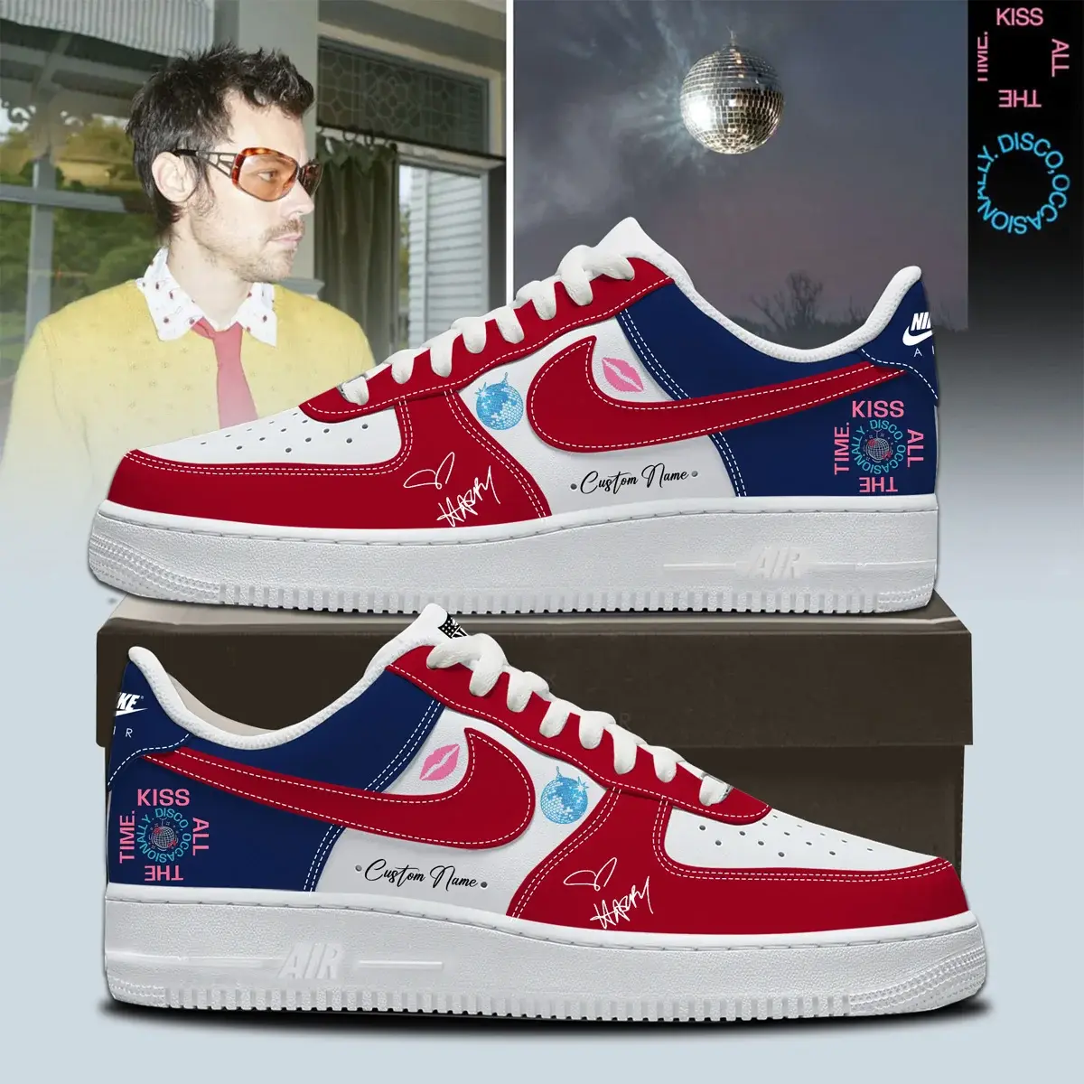 HStyles Kiss All The Time Disco, Occasionally Custom Air Force 1 Sneakers