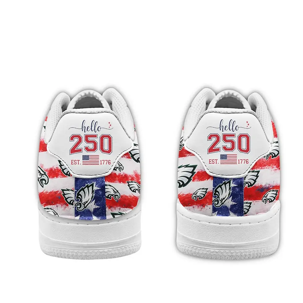Thumbnail: Philadelphia Eagles Premium NFL 250 Years Of America Custom Air Force 1 Sneakers