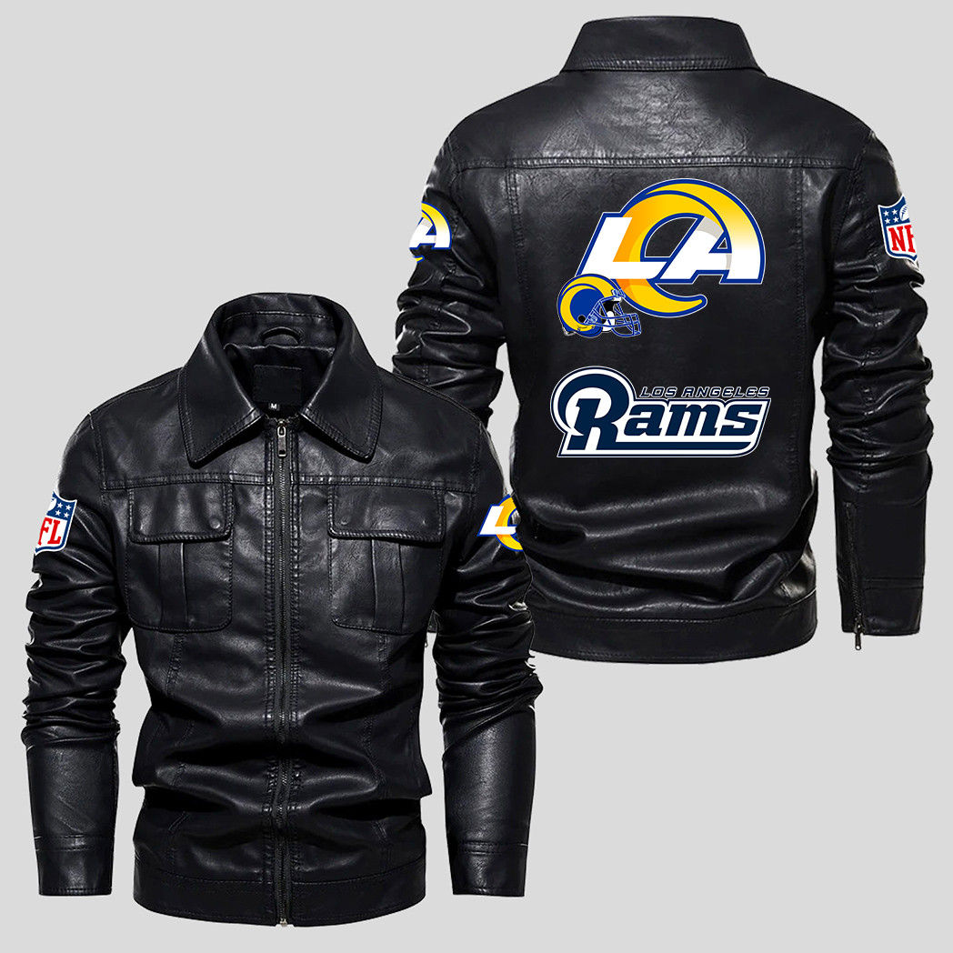 Los Angeles Rams NFL Team Logo Pride Helmet Black 2D Motorcycle Leather Jacket