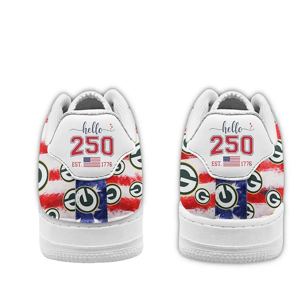 Thumbnail: Green Bay Packers Premium NFL 250 Years Of America Custom Air Force 1 Sneakers