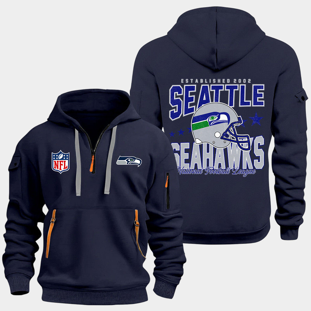 Seattle Seahawks Navy Quarter Zip Hoodie