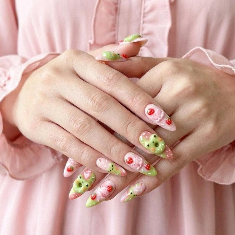 Thumbnail: press on nails, custom press on nails, fake nails, Nails Art
