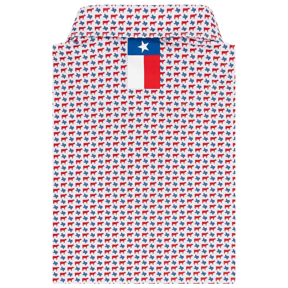 Thumbnail: Rhoback The Texas BBQ Short Sleeve Performance Polo - White/Roar Red - TX
