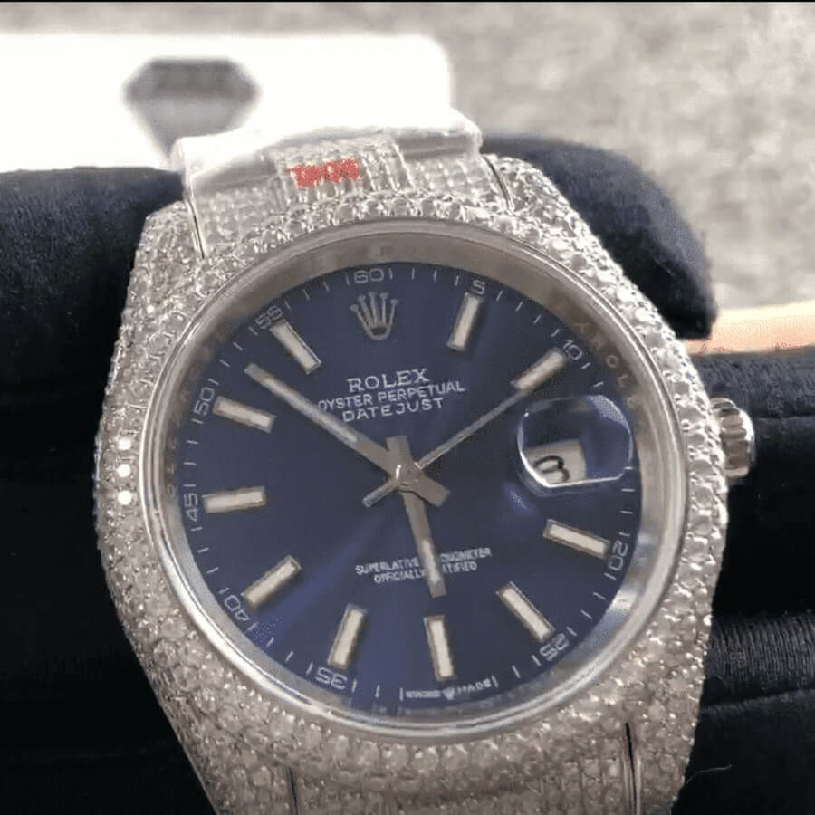 Thumbnail: Rolex Datejust 126300 Blue Dial Gem-Set Bezel
