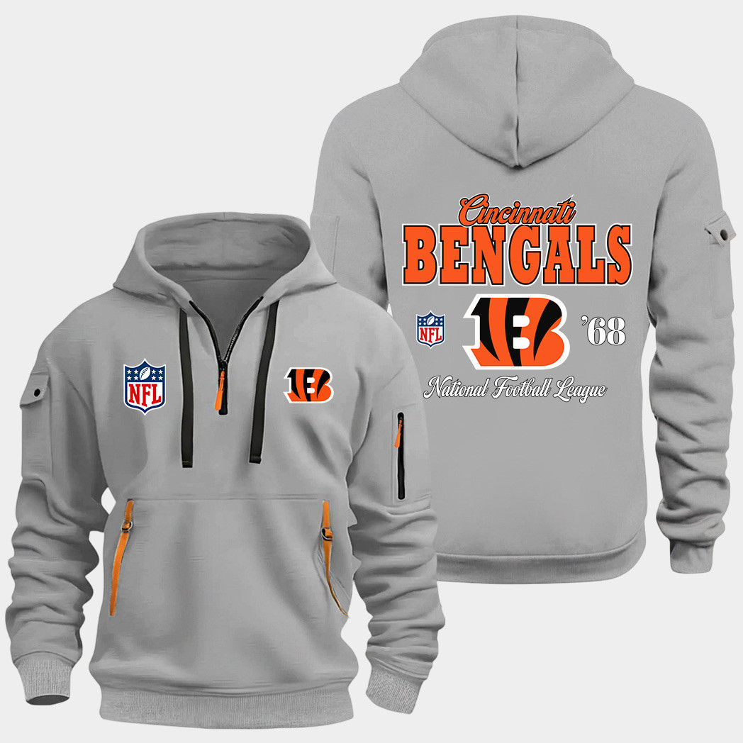 Cincinnati Bengals Grey Quarter Zip Hoodie