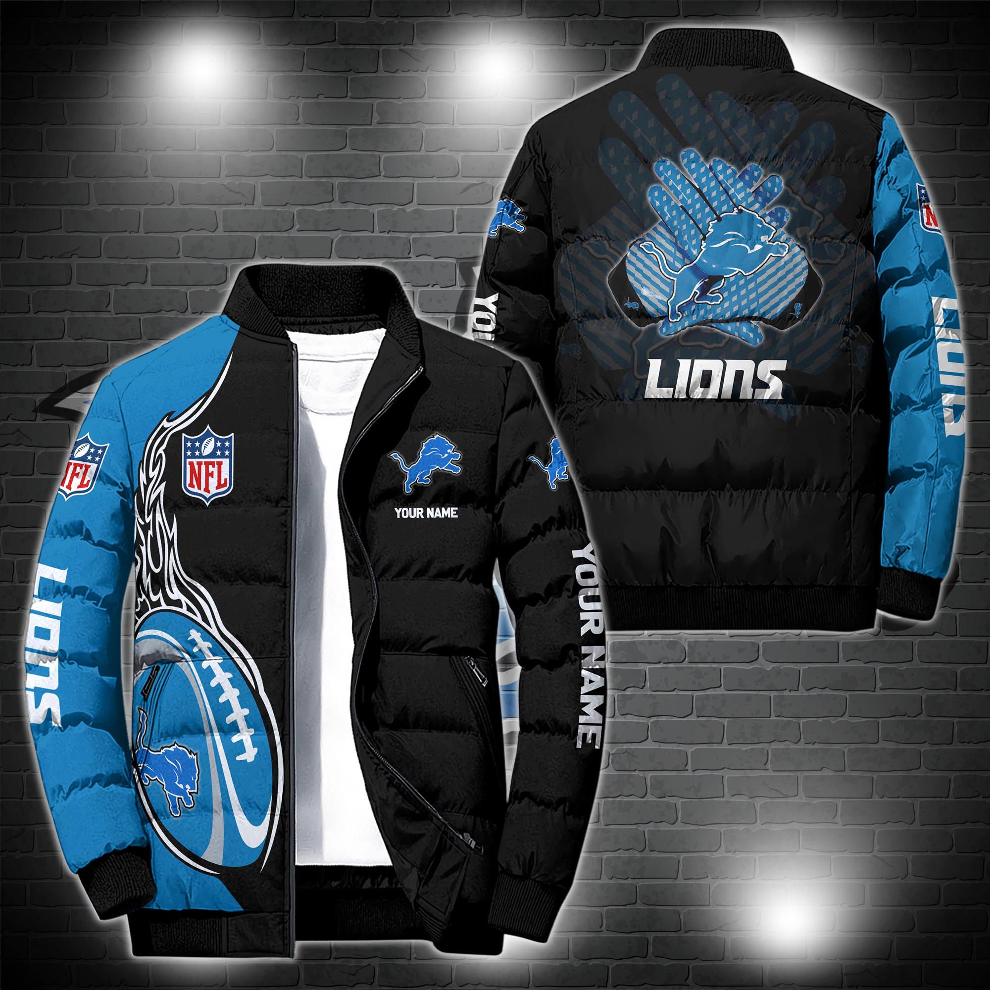 Detroit Lionss Personalized Outdoor Coat Puffer Jacket ETRG-44921