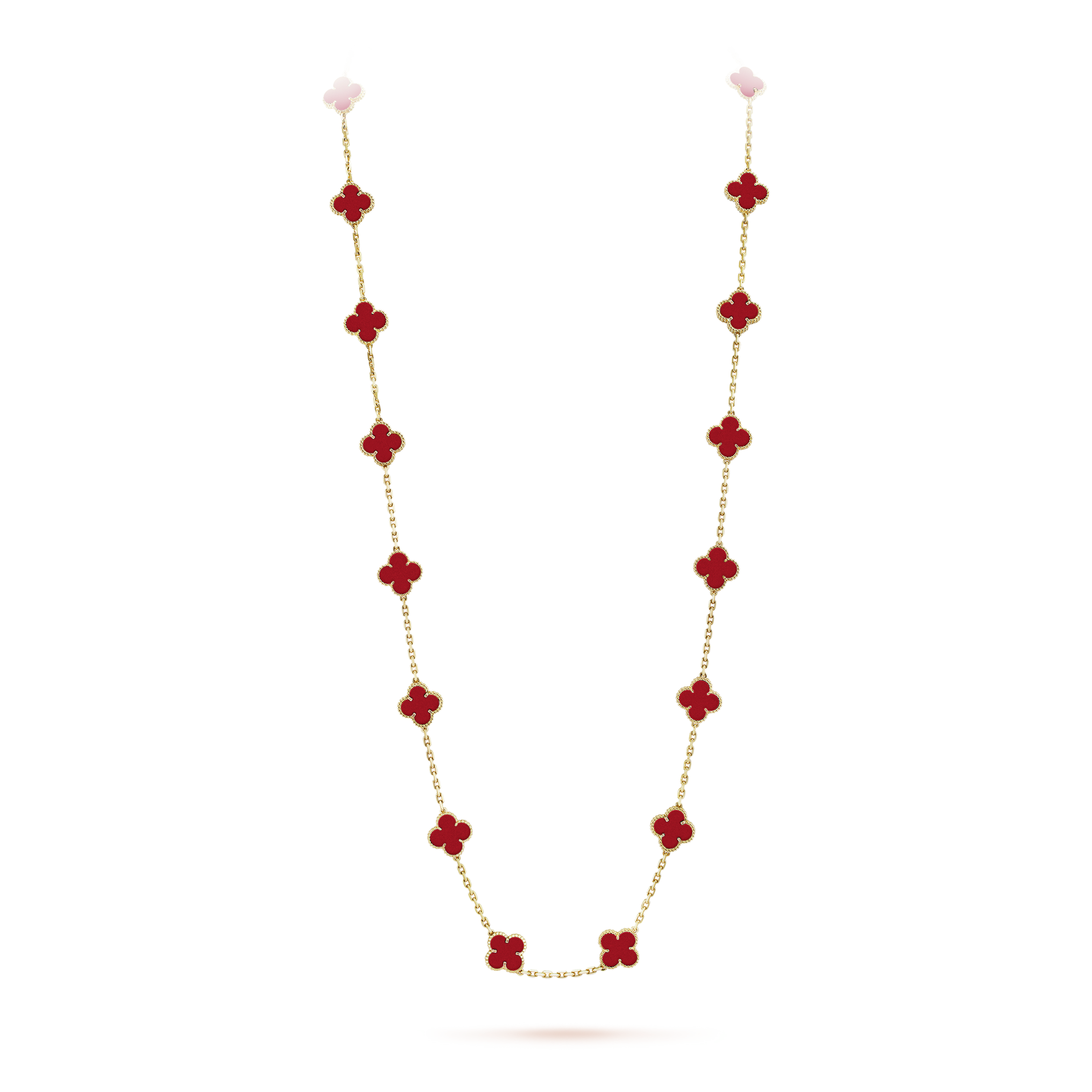 Vintage Alhambra Carnelian 20 Motifs Long Necklace