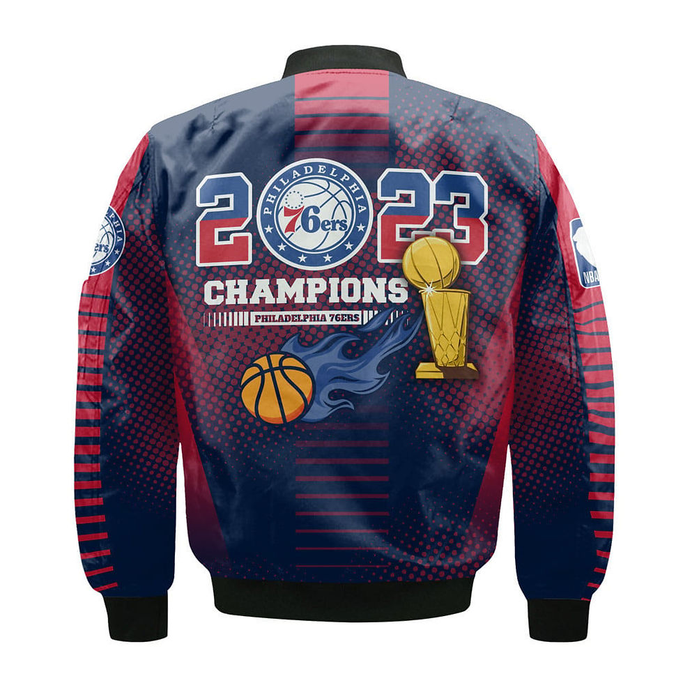 Thumbnail: Philadelphia 76ers National Basketball Association 2023 Unisex 3D Bomber Jacket