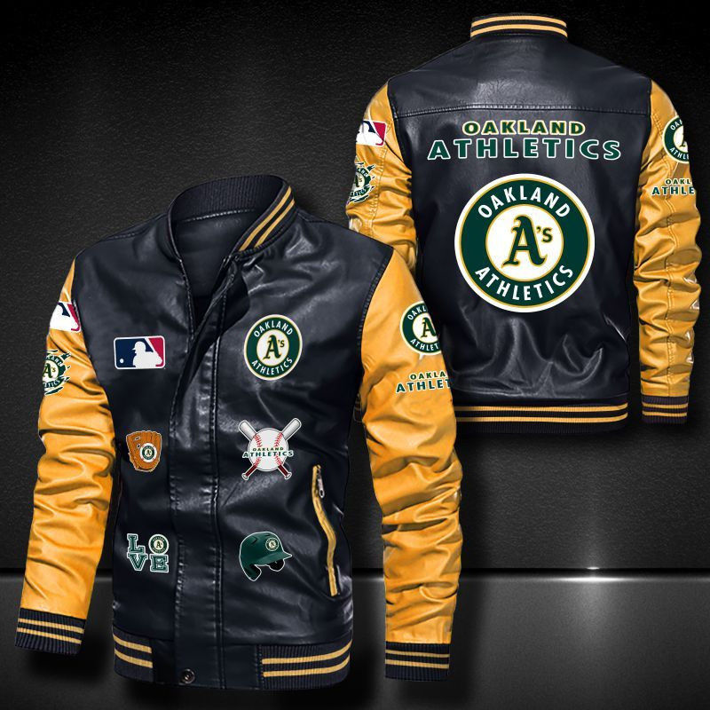 Thumbnail: Oakland Athletics Leather Varsity Jacket Bomber Coat