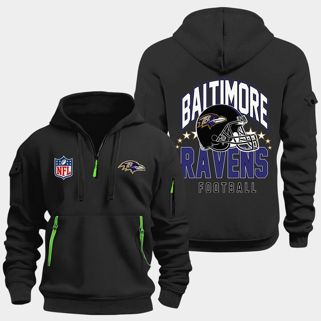 Baltimore Ravens Black Quarter Zip Hoodie