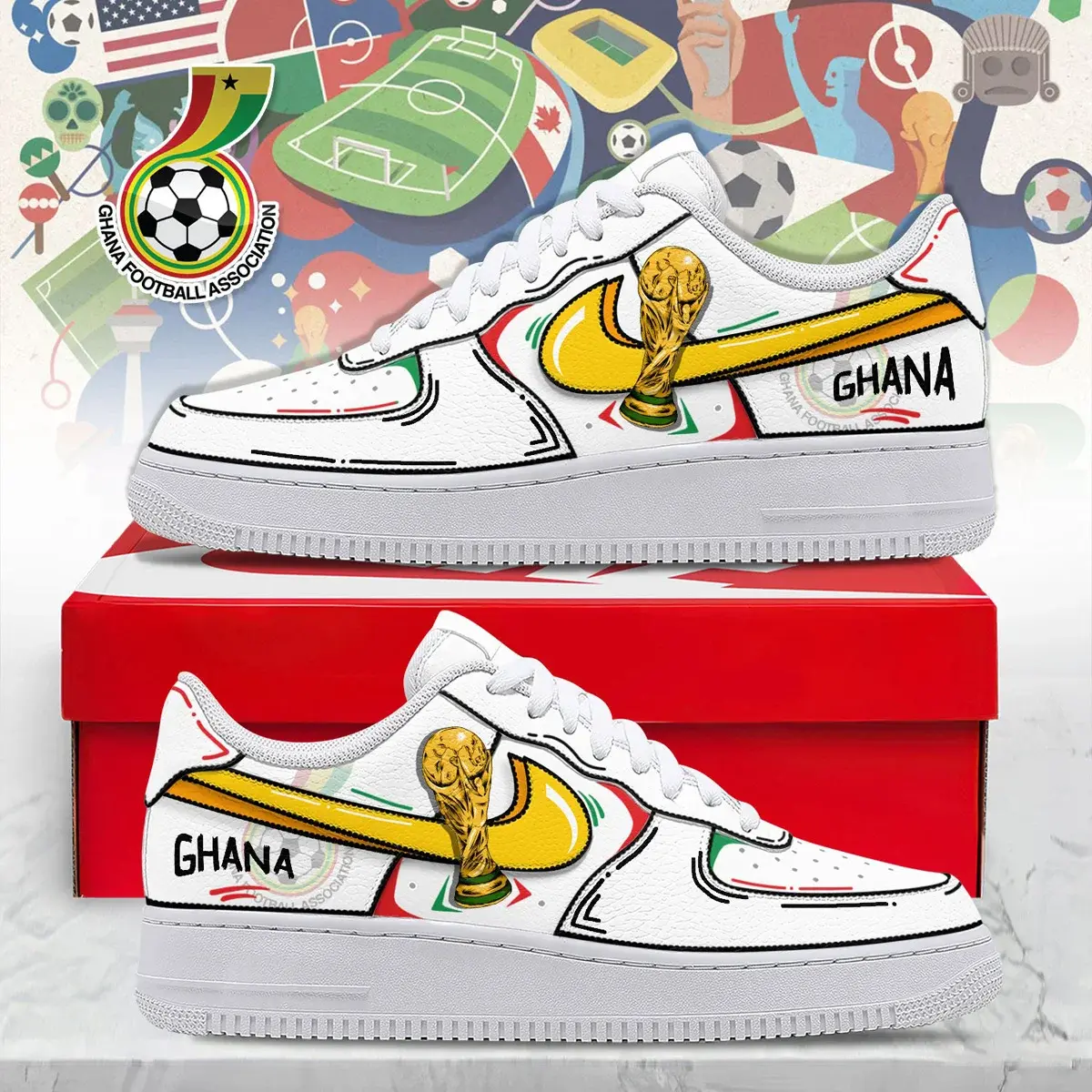Ghana Premium WC26 Legacy Custom Air Force 1 - Air Jordan 1 Shoes Sneaker