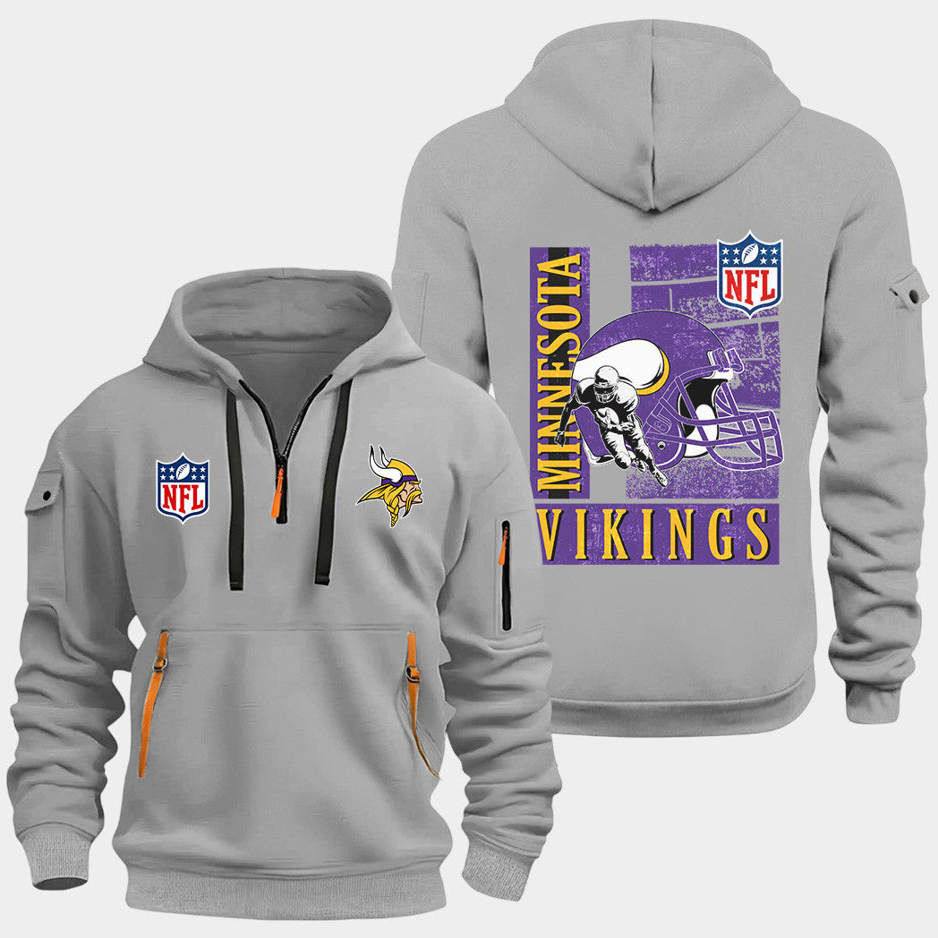 Minnesota Vikings Grey Quarter Zip Hoodie