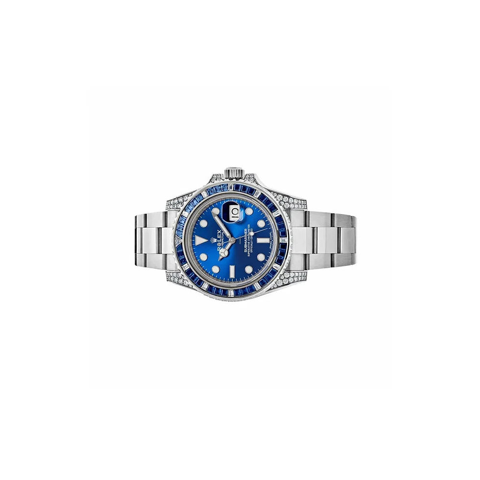Thumbnail: Rolex Submariner Automatic Watch With Sapphire And Diamond Bezel