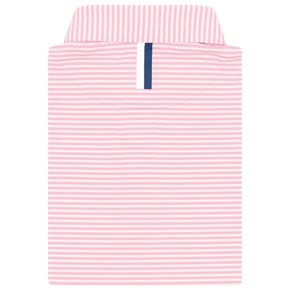 Thumbnail: Rhoback The Birdie Stripe Short Sleeve Performance Polo - Lotus Pink/White