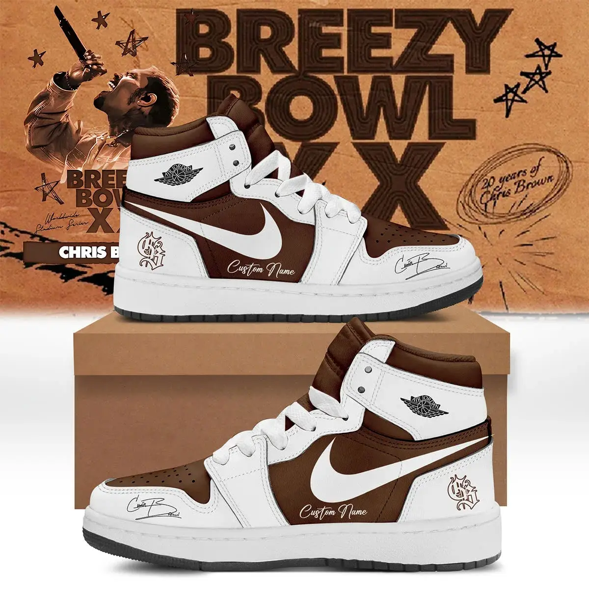 Chris Brown - Breezy Bowl XX Custom Air Force 1 - Air Jordan 1 Shoes Sneaker