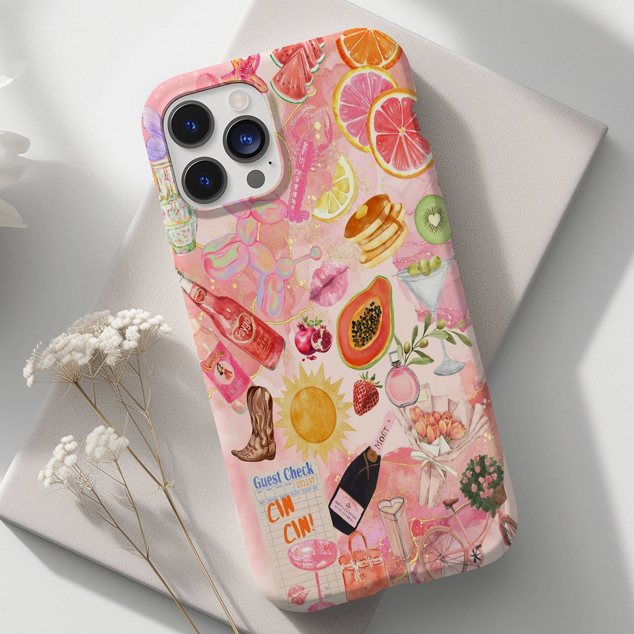 Fruity Coquette Collage Phone Case, Spring Themed Phone Case, Girly Summer Fruit