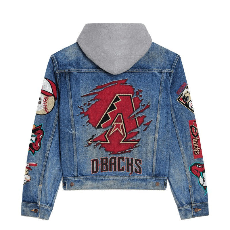Thumbnail: Arizona Diamondbacks MLB Team Super Logo 3D Hooded Denim Jacket