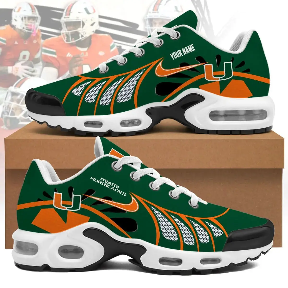 Miami Hurricanes Custom Air-Style Sneakers V.6