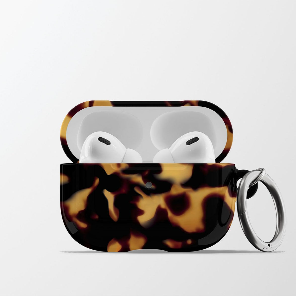 Tortoise Pattern AirPods Case Cover | Animal Print Hard Shell Earbud Case with K