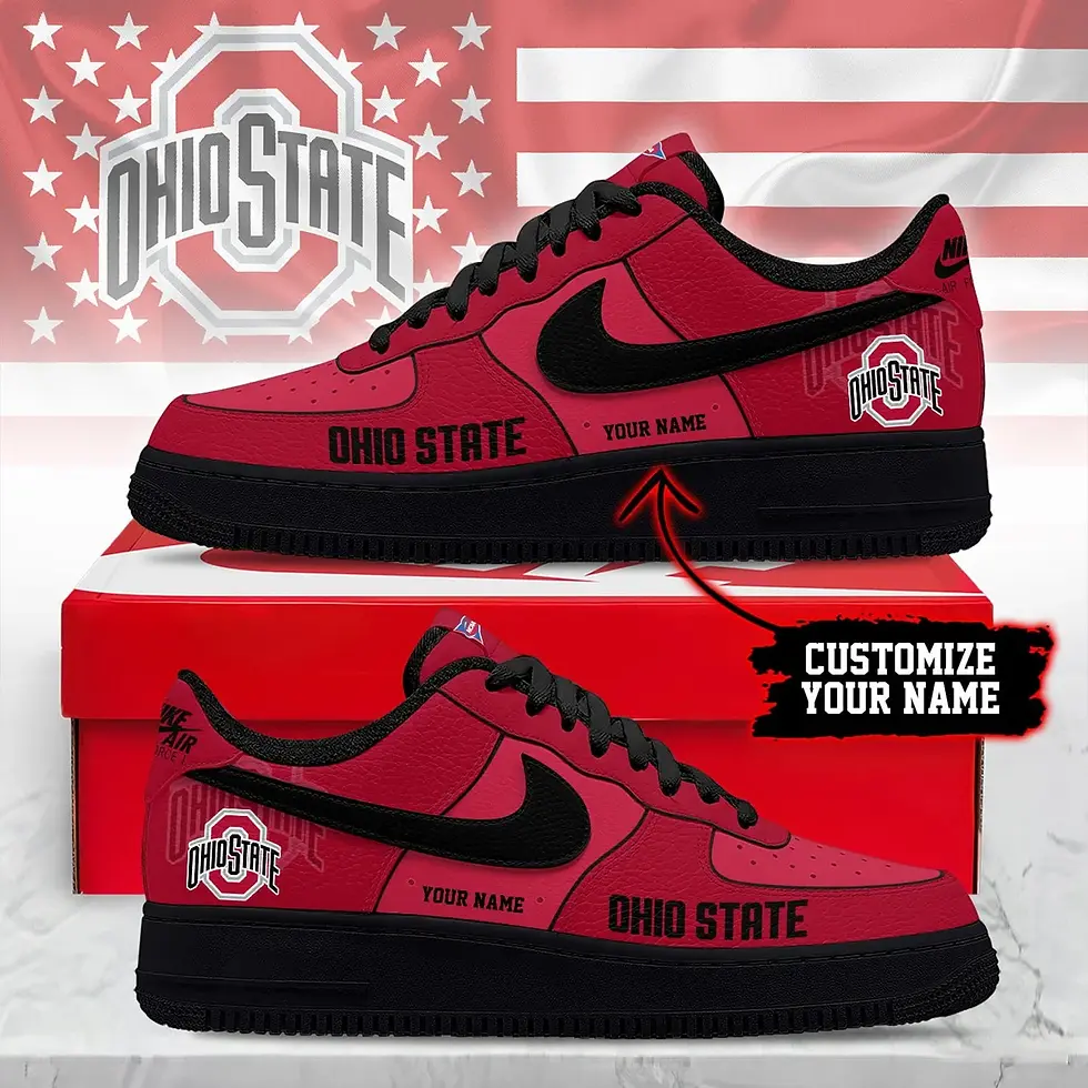 Thumbnail: Ohio State Buckeyes Premium NCAA Custom Custom Air Force 1 Sneakers