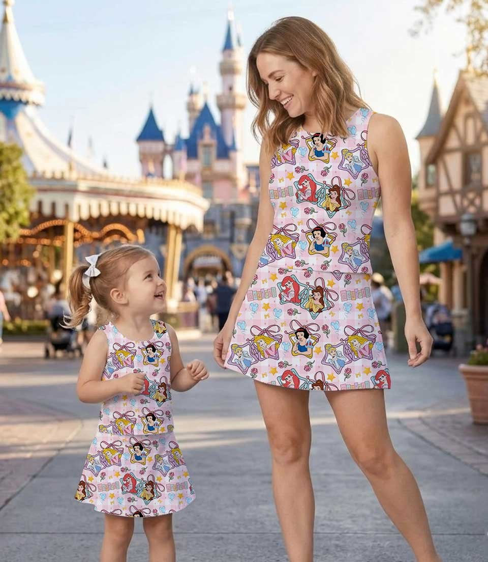 Thumbnail: Retro Princess Rapunzel Belle Cinderella Vacation Outfit, Matching Dress Set