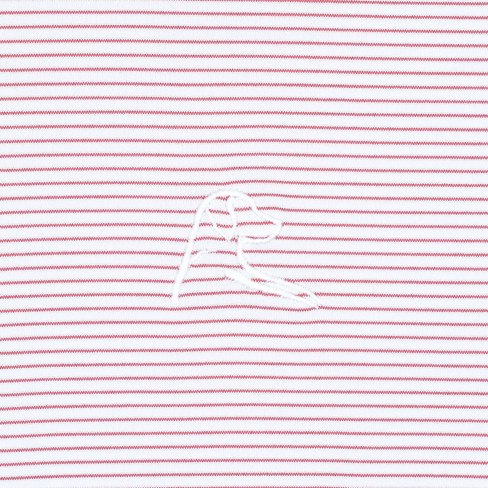 Thumbnail: Rhoback The Shell Stripe Short Sleeve Performance Polo - White/Rouge Red