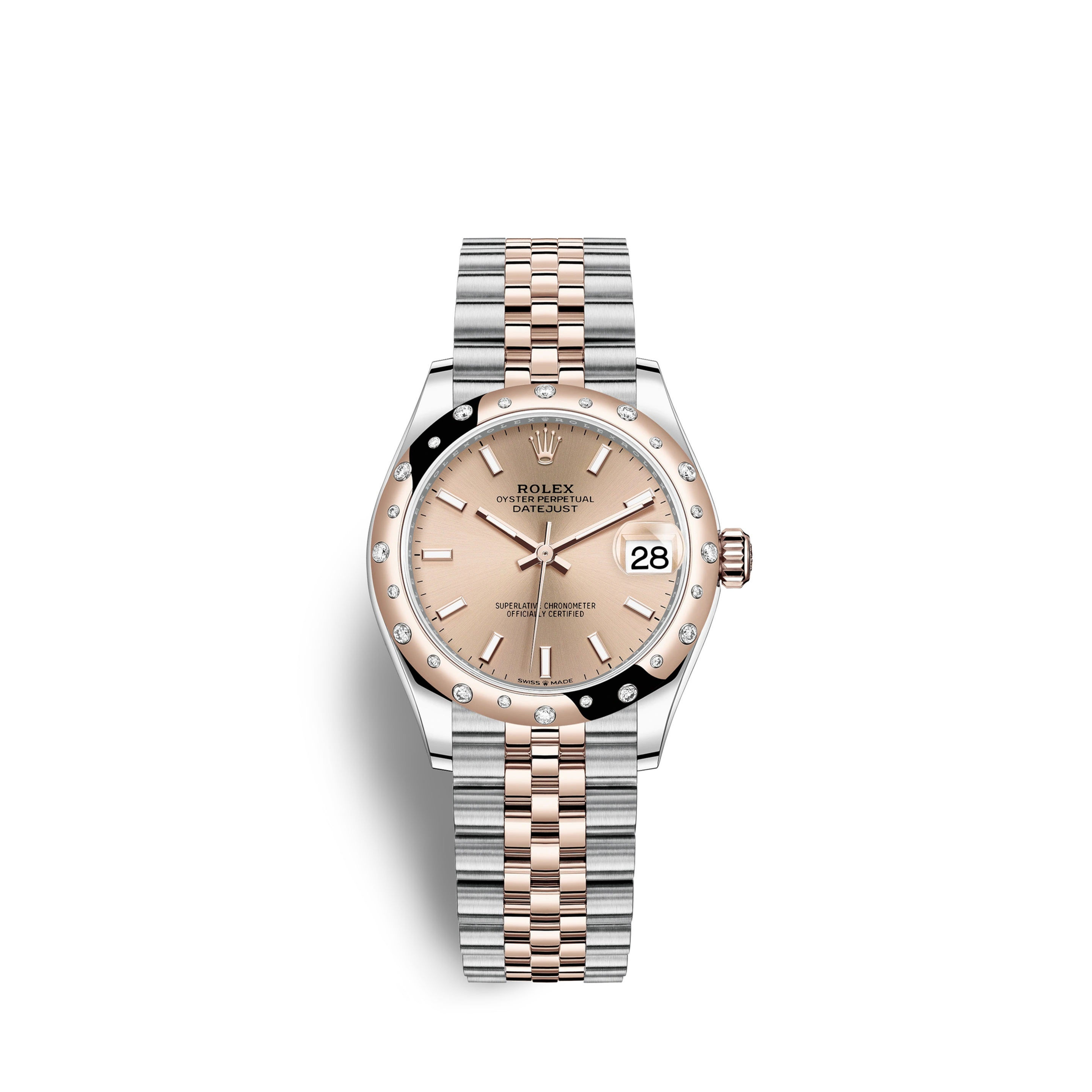 Rolex Datejust 31, Oystersteel, Everose Gold & diamonds Ref# 278341RBR-0010
