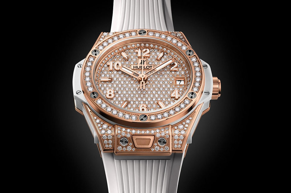 Thumbnail: Hublot Big Bang One Click King Gold White Full PAVÉ Ref# 465.OE.9010.RW.1604