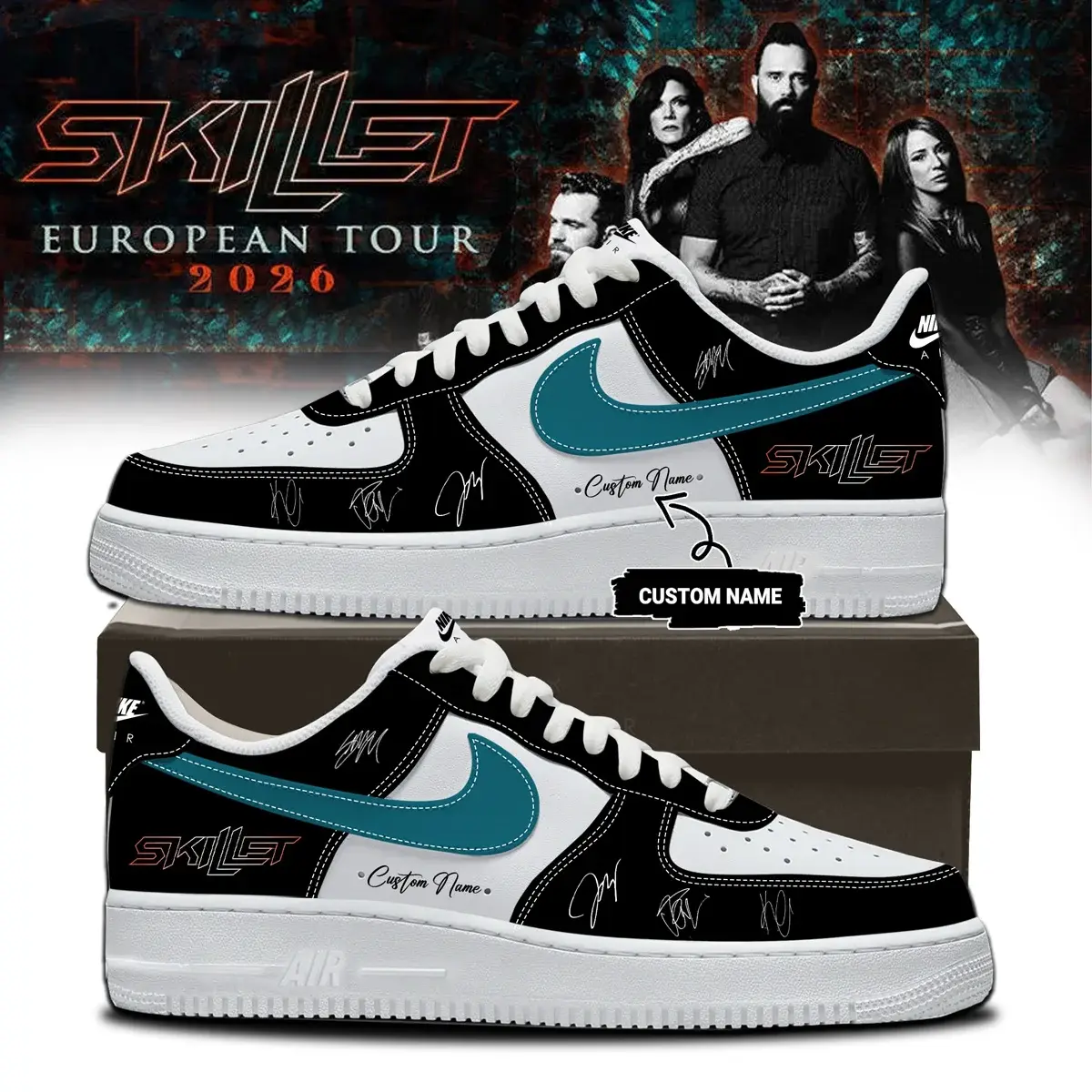 SKILLET 'EUROPEAN TOUR ' Limited Edition Signature Custom Air Force 1 Sneakers