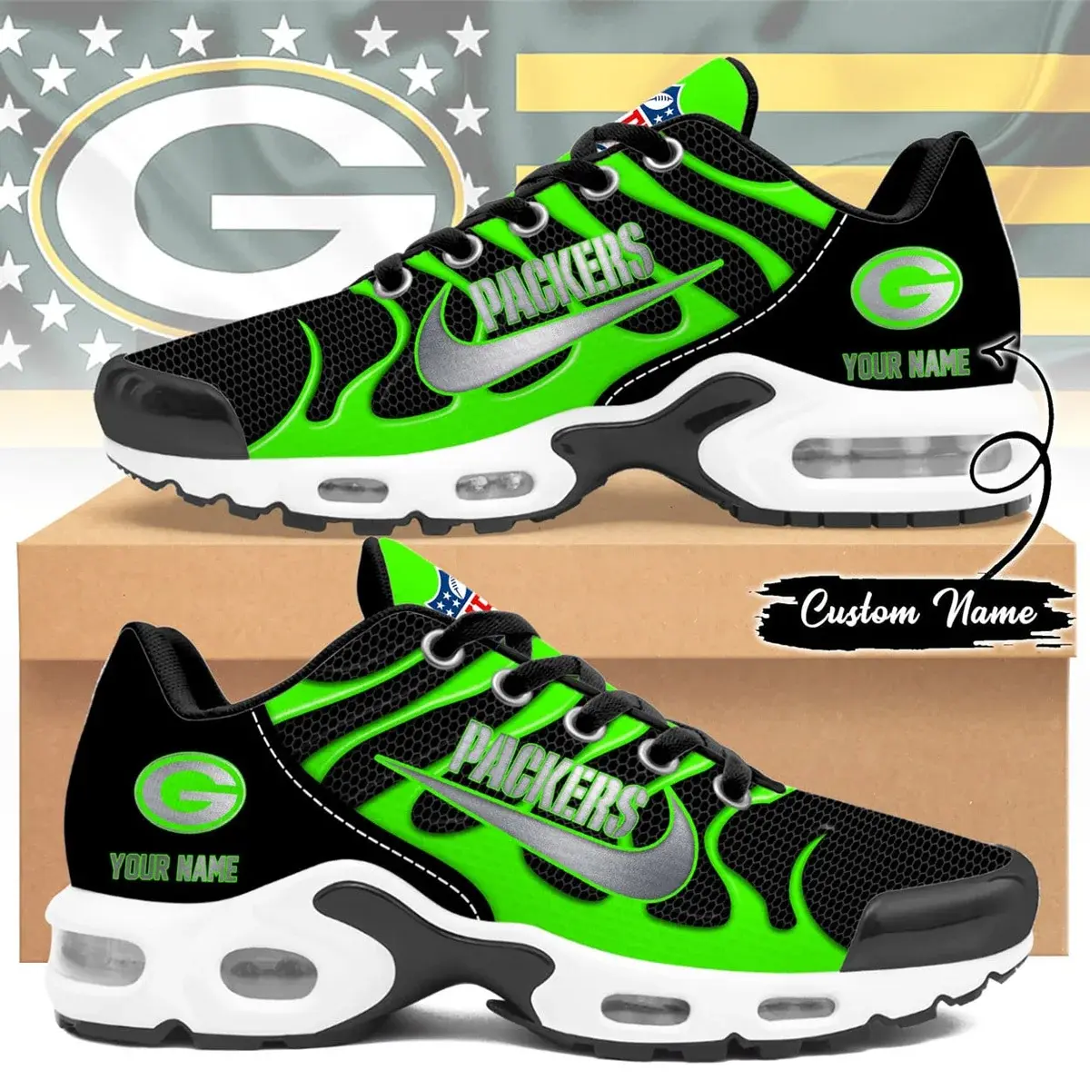 Green Bay Packers Premium NFL Hi-Vis Safety Air Max Shoes