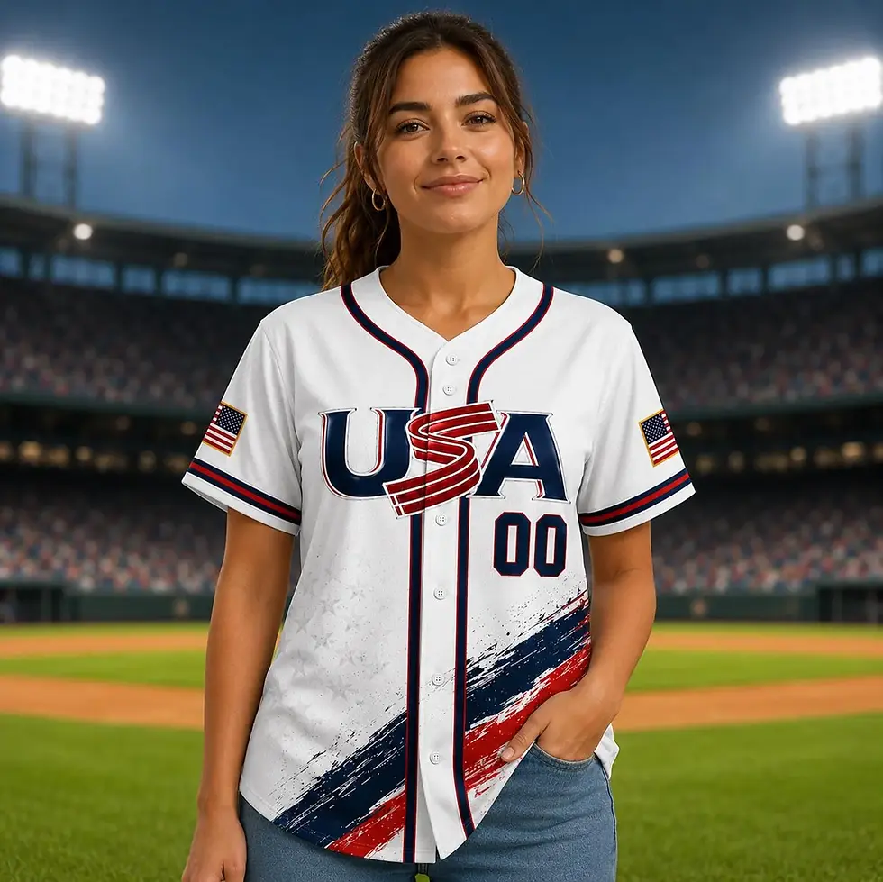 Thumbnail: Custom USA Baseball Jersey, Personalized Name Number Shirt, Patriotic Gift