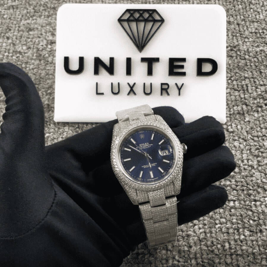 Thumbnail: Rolex Datejust 126300 Blue Dial Gem-Set Bezel