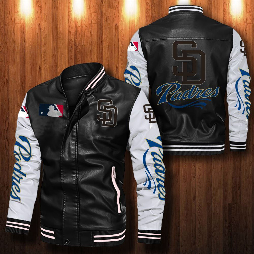 Leather Bomber Jacket 068 San Diego Padres