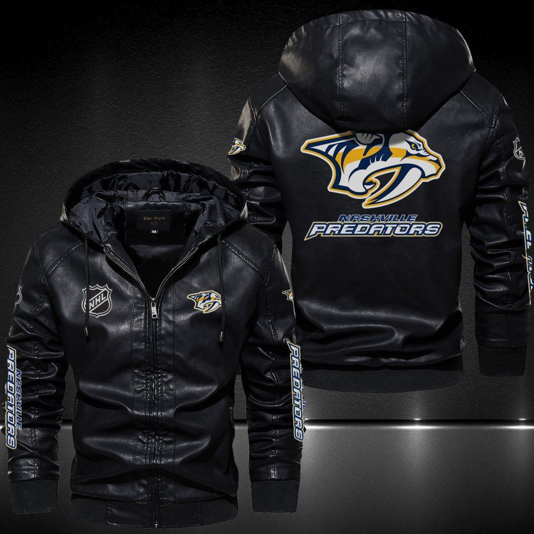 Nashville Predators Hooded Leather Jacket 9118