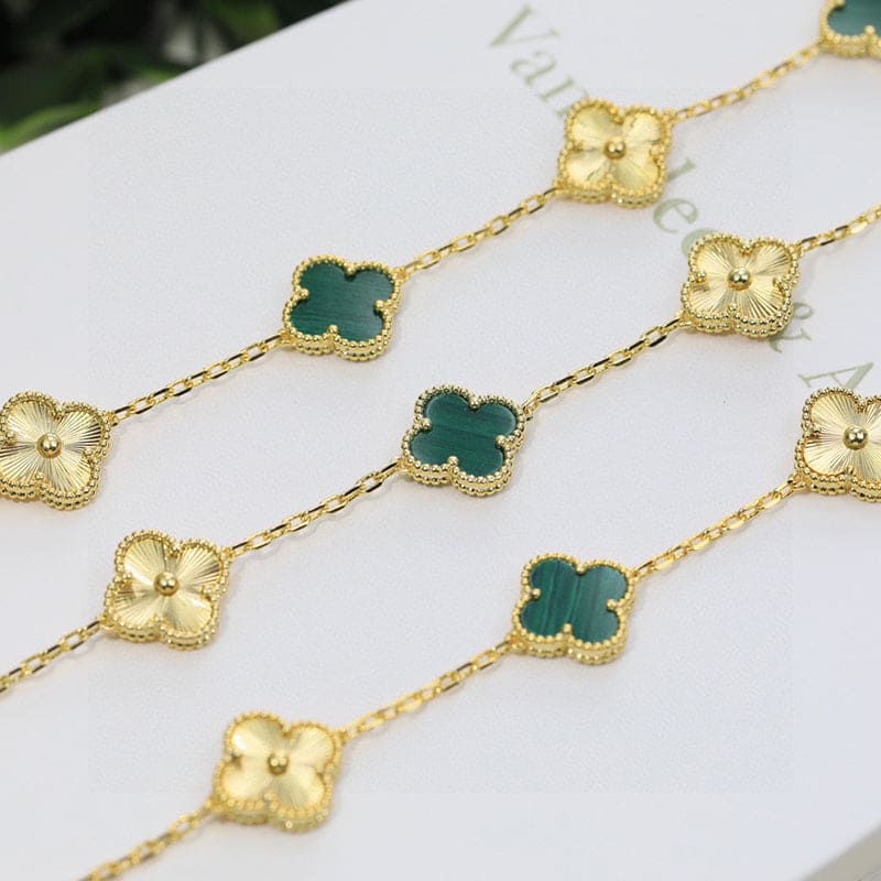 Thumbnail: Vintage Alhambra Five Motifs Malachite Bracelet