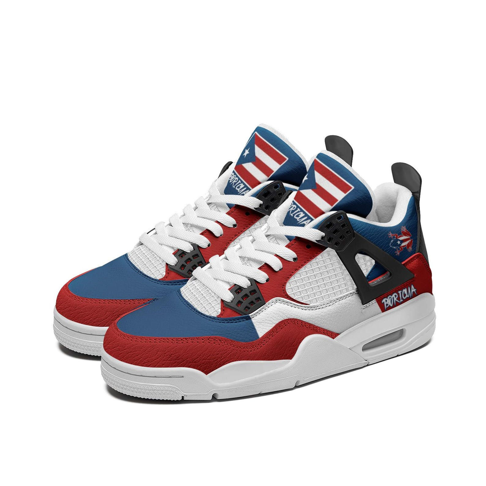 Puerto Rico Flag Shoes, Boricua Mid Top Sneakers for Men and Women, Puerto Rican