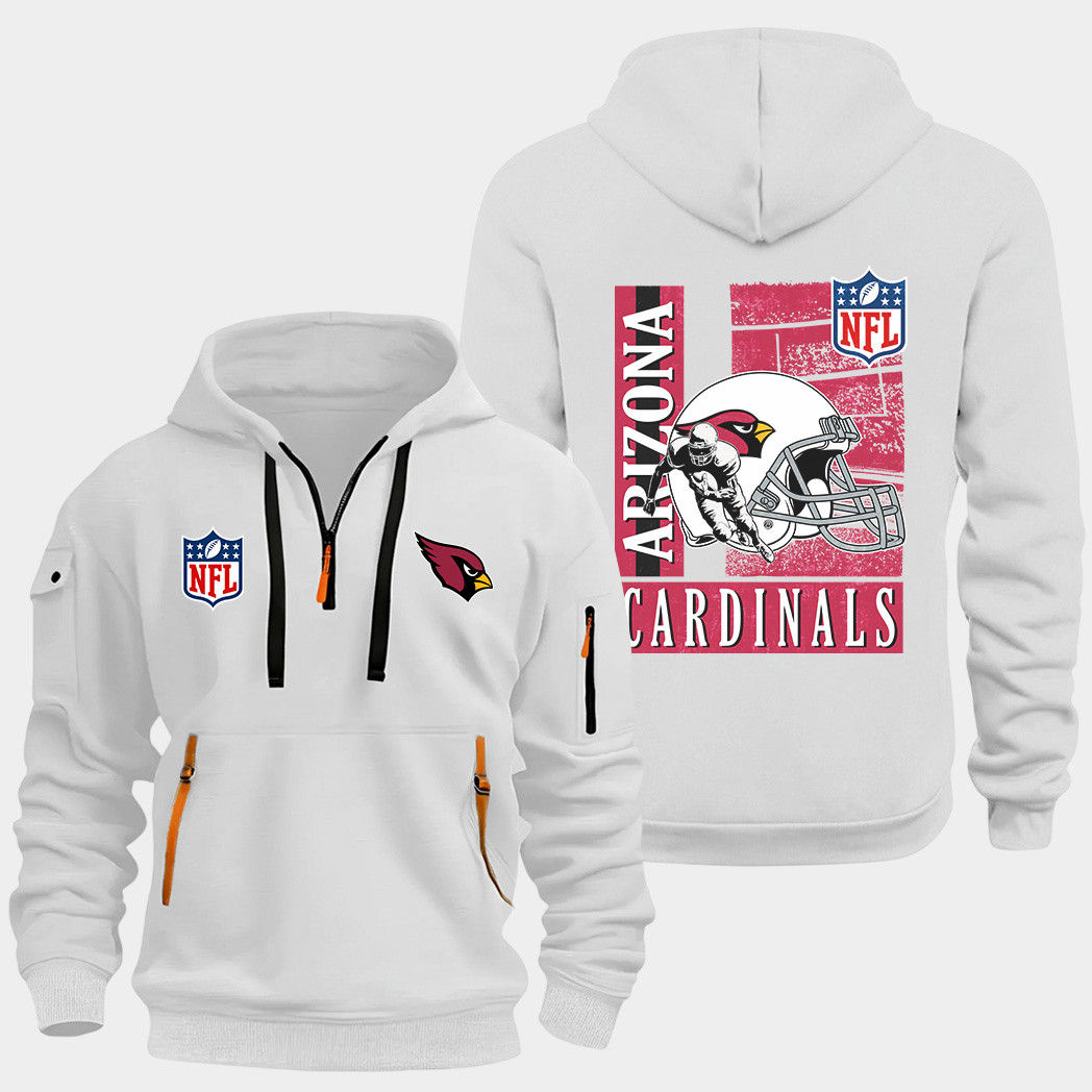 Arizona Cardinals White Quarter Zip Hoodie