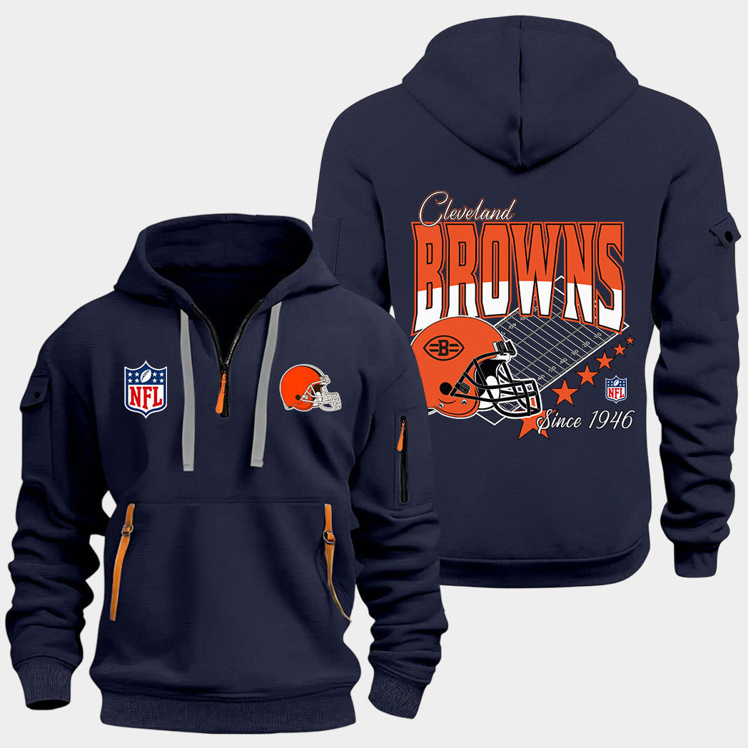 Cleveland Browns Navy Quarter Zip Hoodie