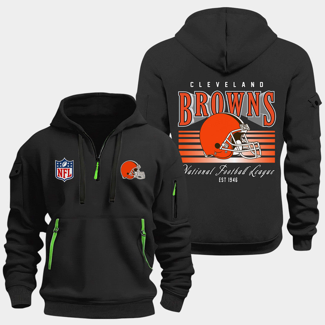 Cleveland Browns Black Quarter Zip Hoodie