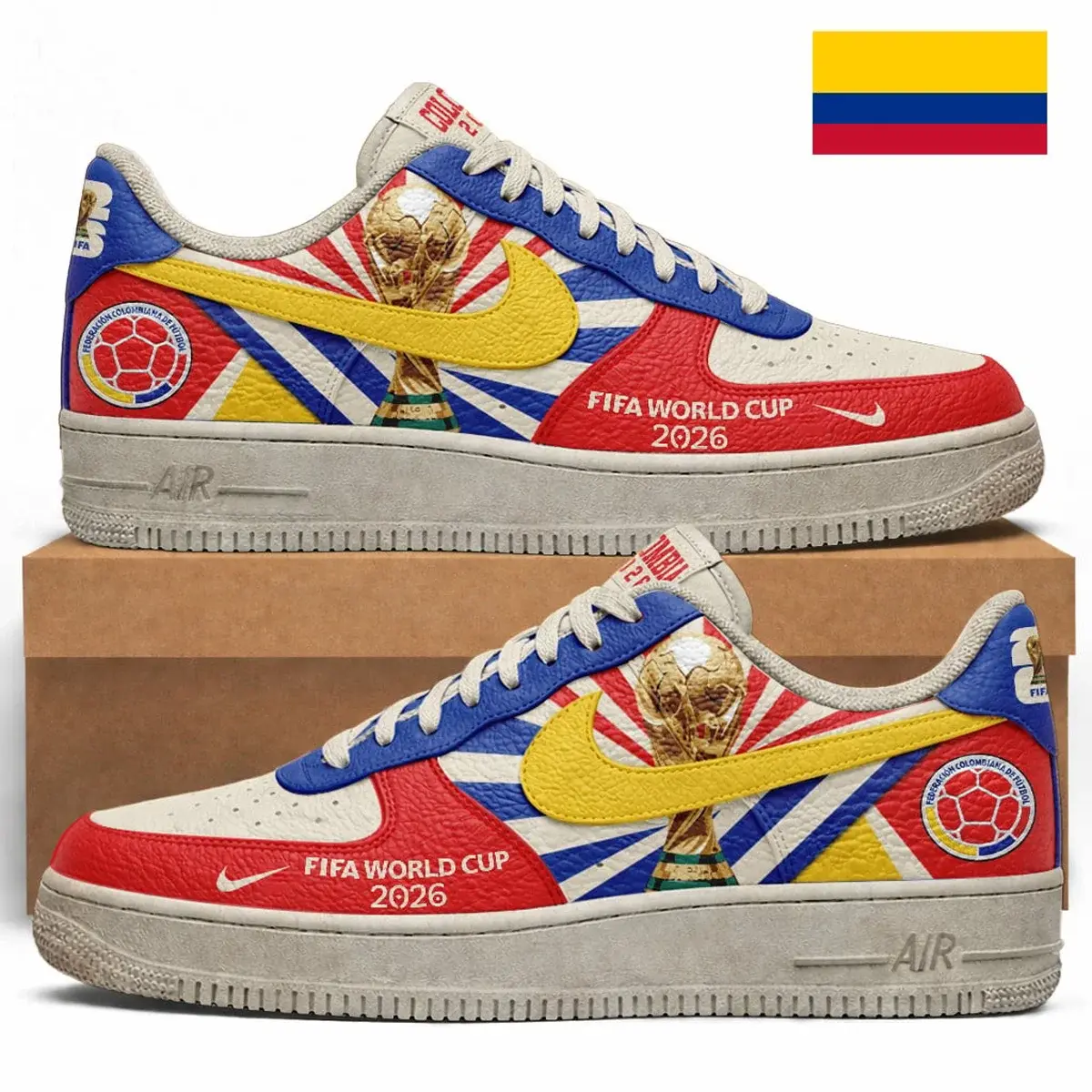 Colombia Premium WC26 Vintage Custom Air Force 1 - Air Jordan 1 Shoes Sneaker