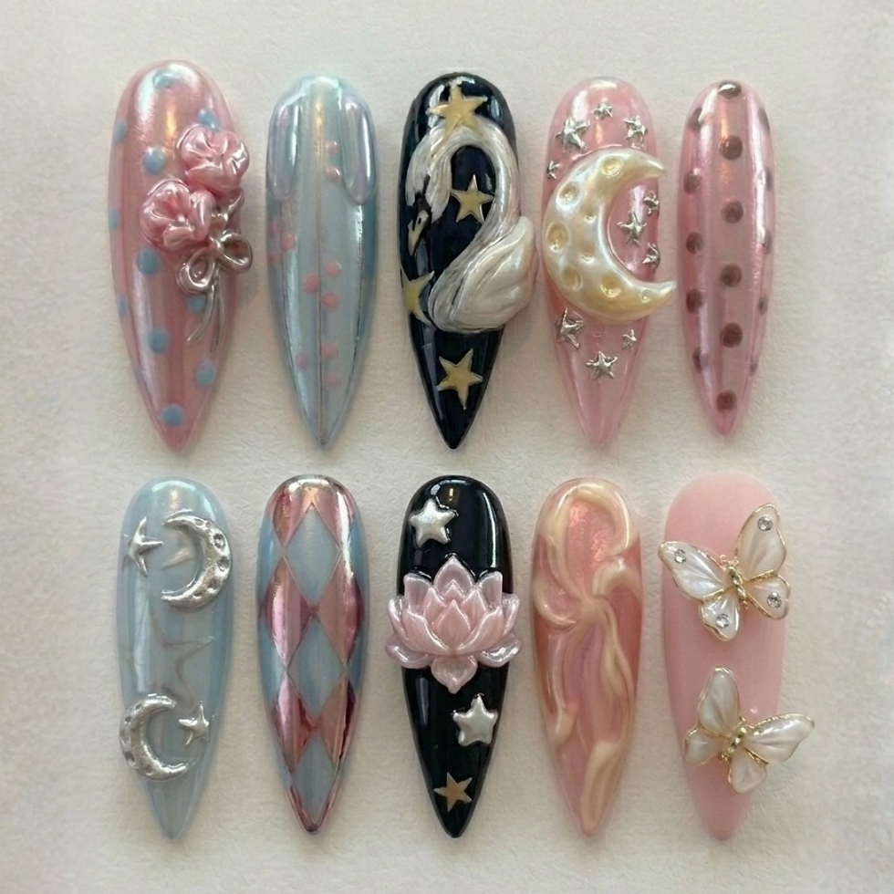 press on nails, custom press on nails, fake nails, Nails Art