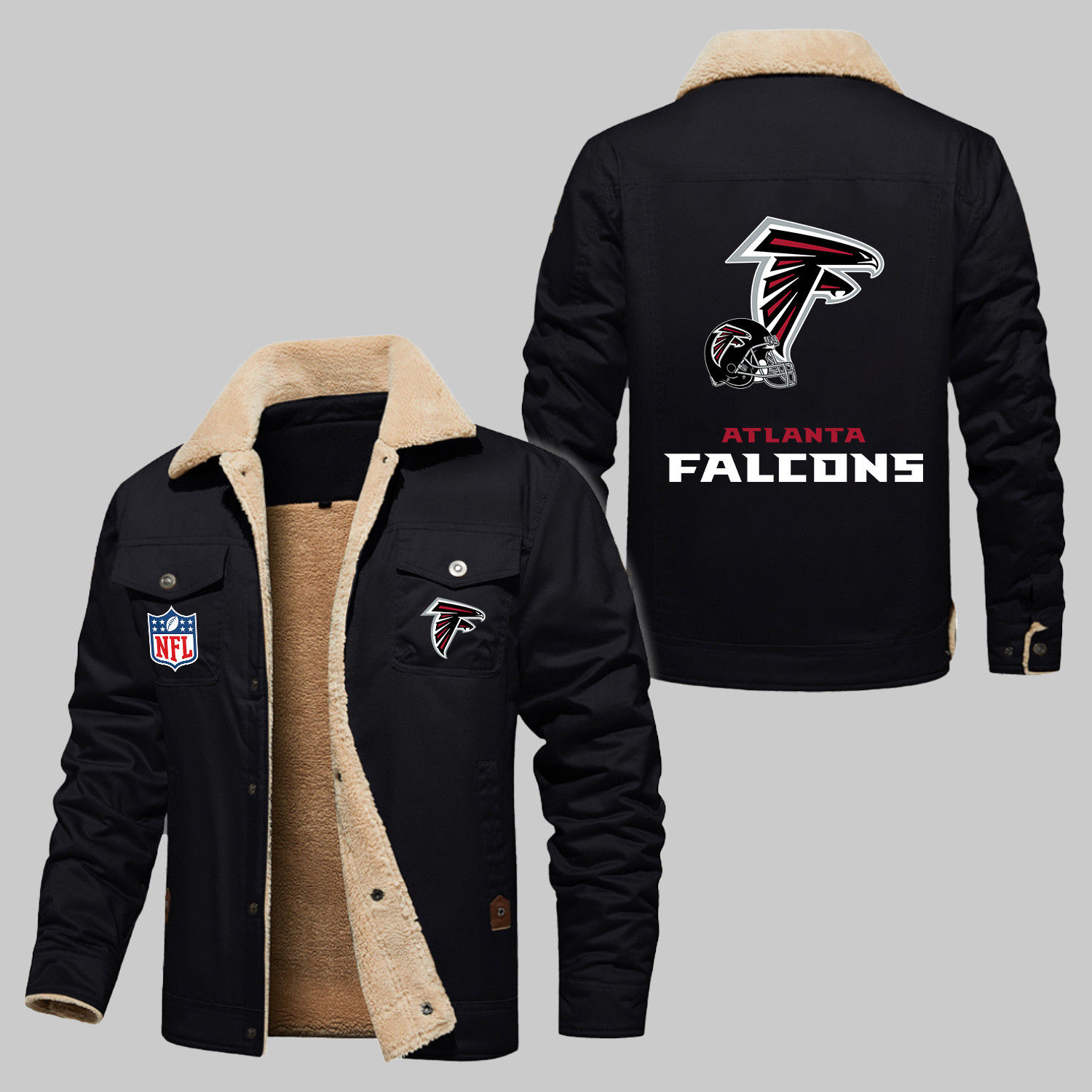 Atlanta Falcons NFL Team Logo Pride Helmet Wordmark 2D Stand Collar Jacket