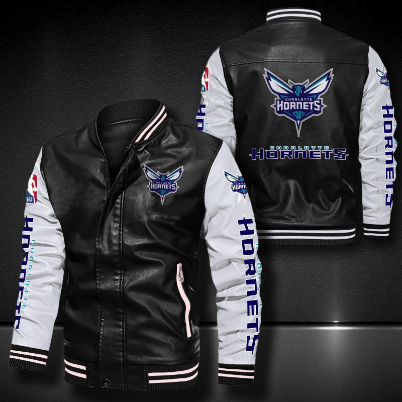 Charlotte Hornets Leather Bomber Jacket 474