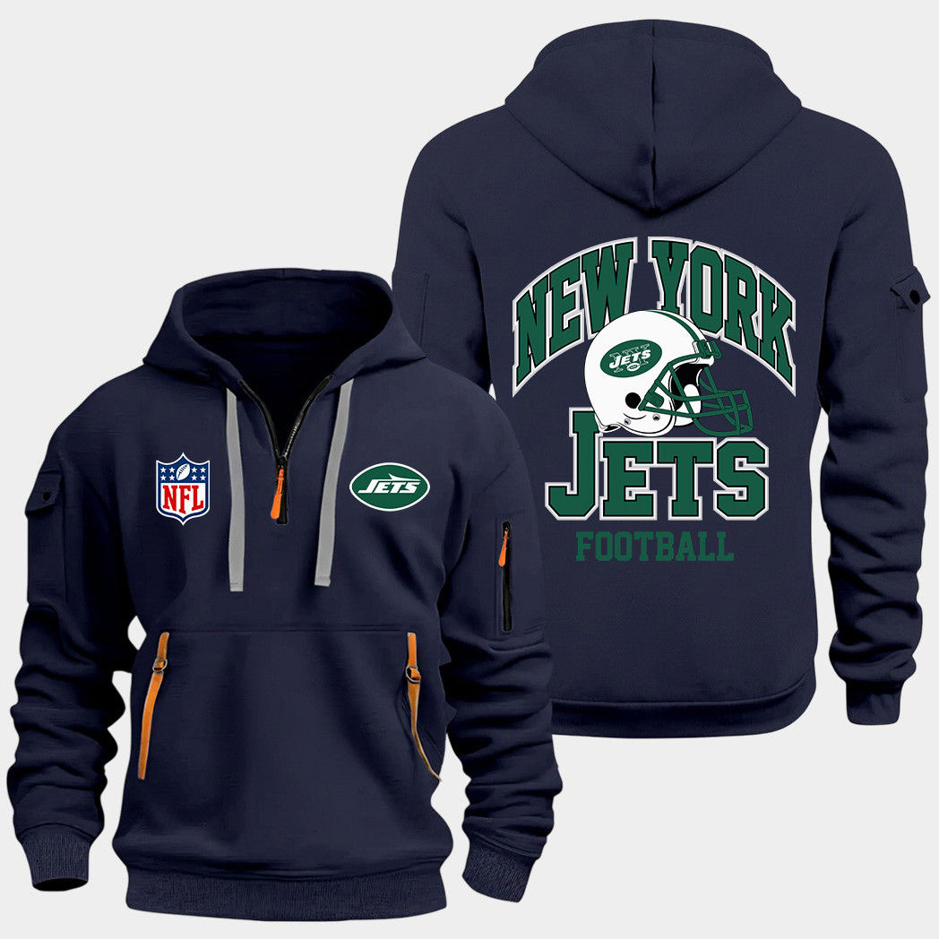 New York Jets Navy Quarter Zip Hoodie